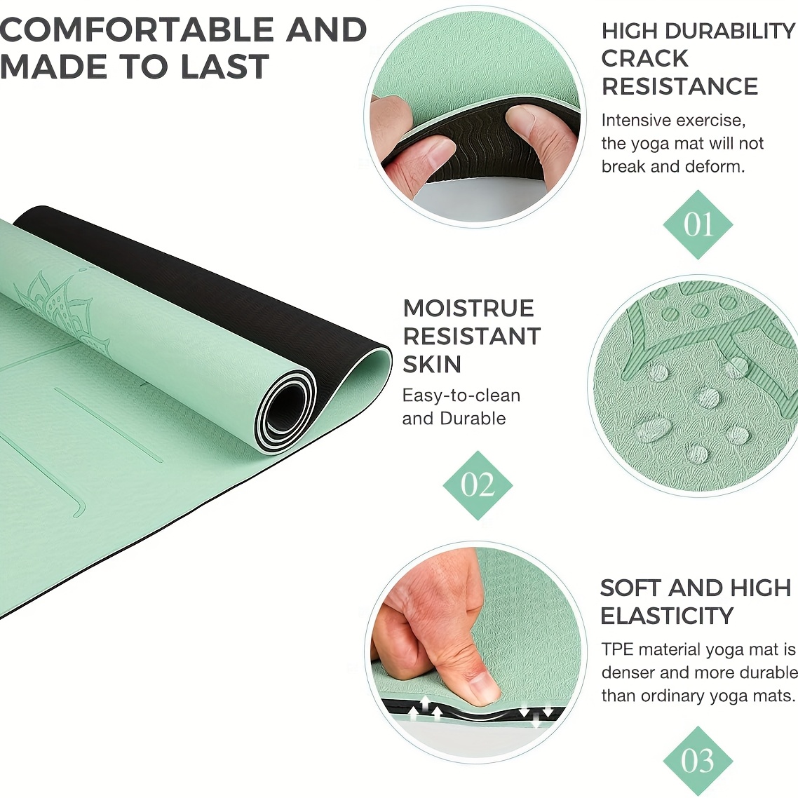 Non-Slip Yoga Mat with Body Alignment Markers, High-Quality Exercise Mat, Ideal for Home Workouts, Gyms, Pilates, And Travel