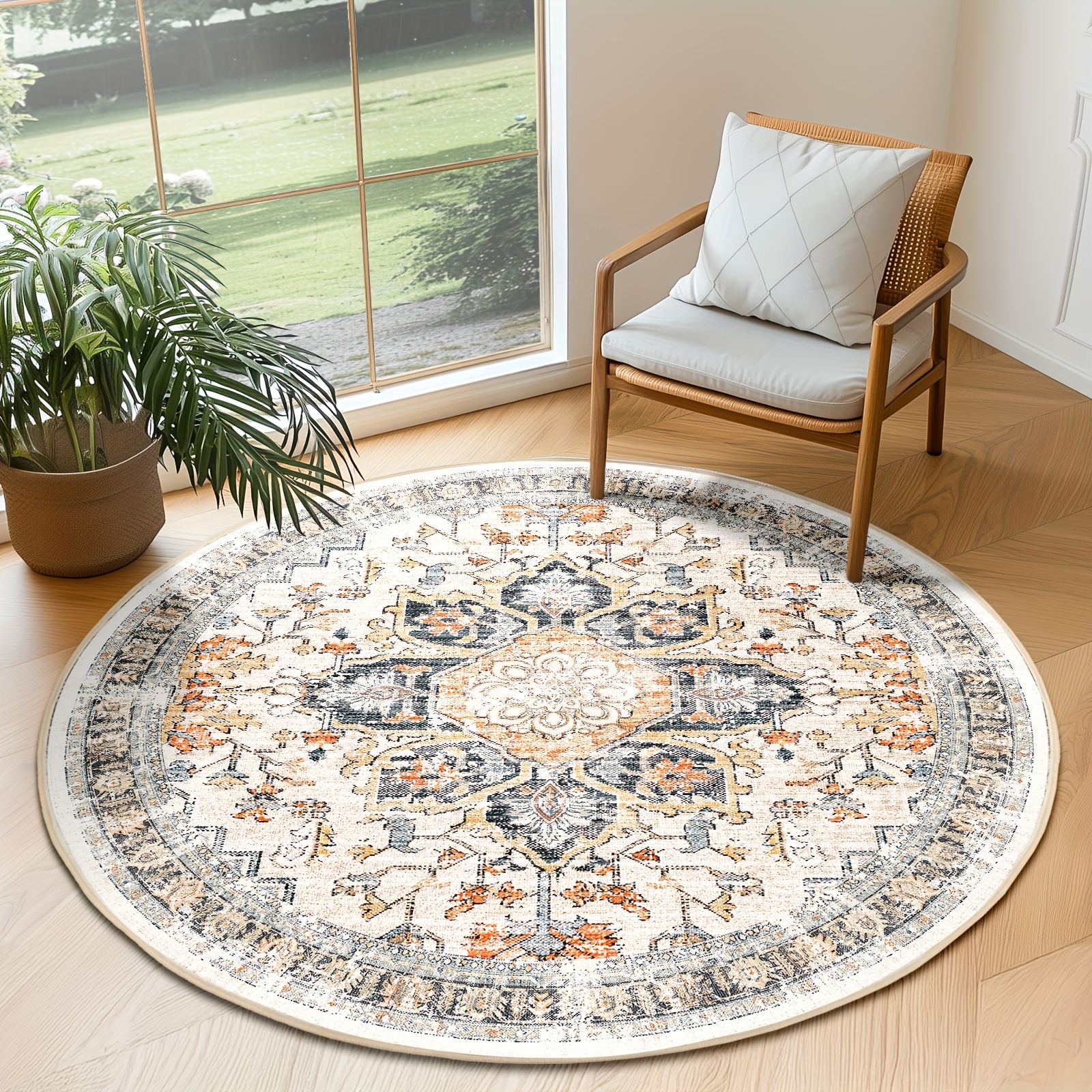 1Pc Washable Area Rug Living Room Vintage Boho Rugs Bedroom