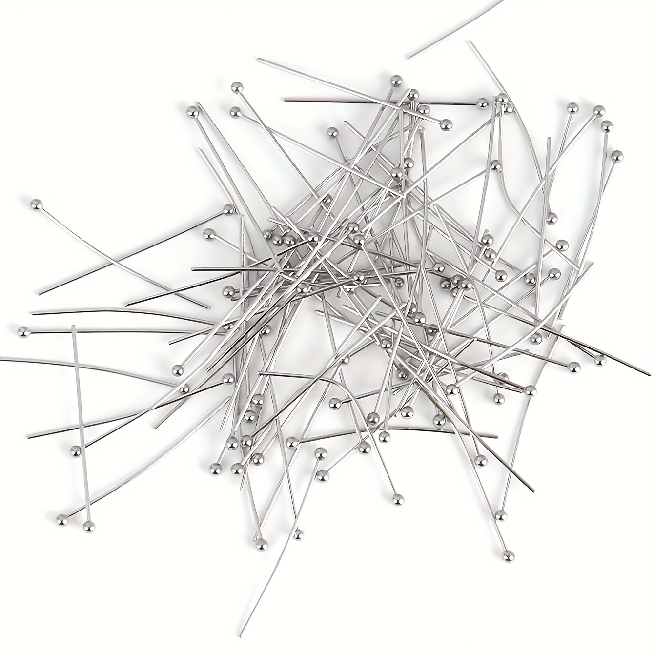 Image of 100pcs 50mm Flexible Stainless Steel Ball Needle Needle Bead Needle, For Jewelry Making, Earrings, Bracelets, Necklace Craft Supplies