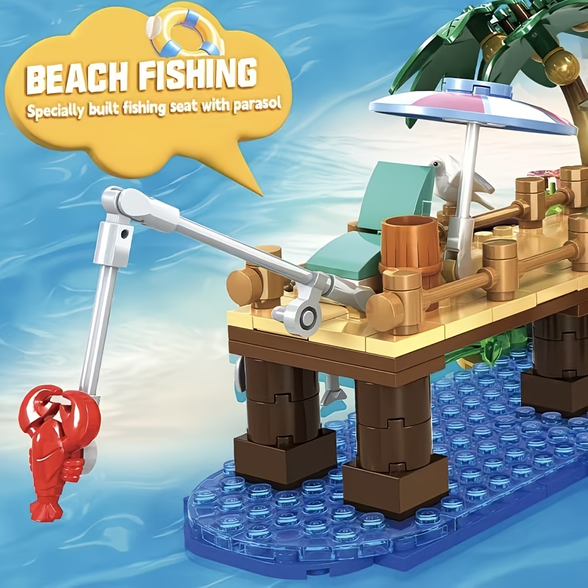 Fun Beach Fishing Pier Building Blocks Set