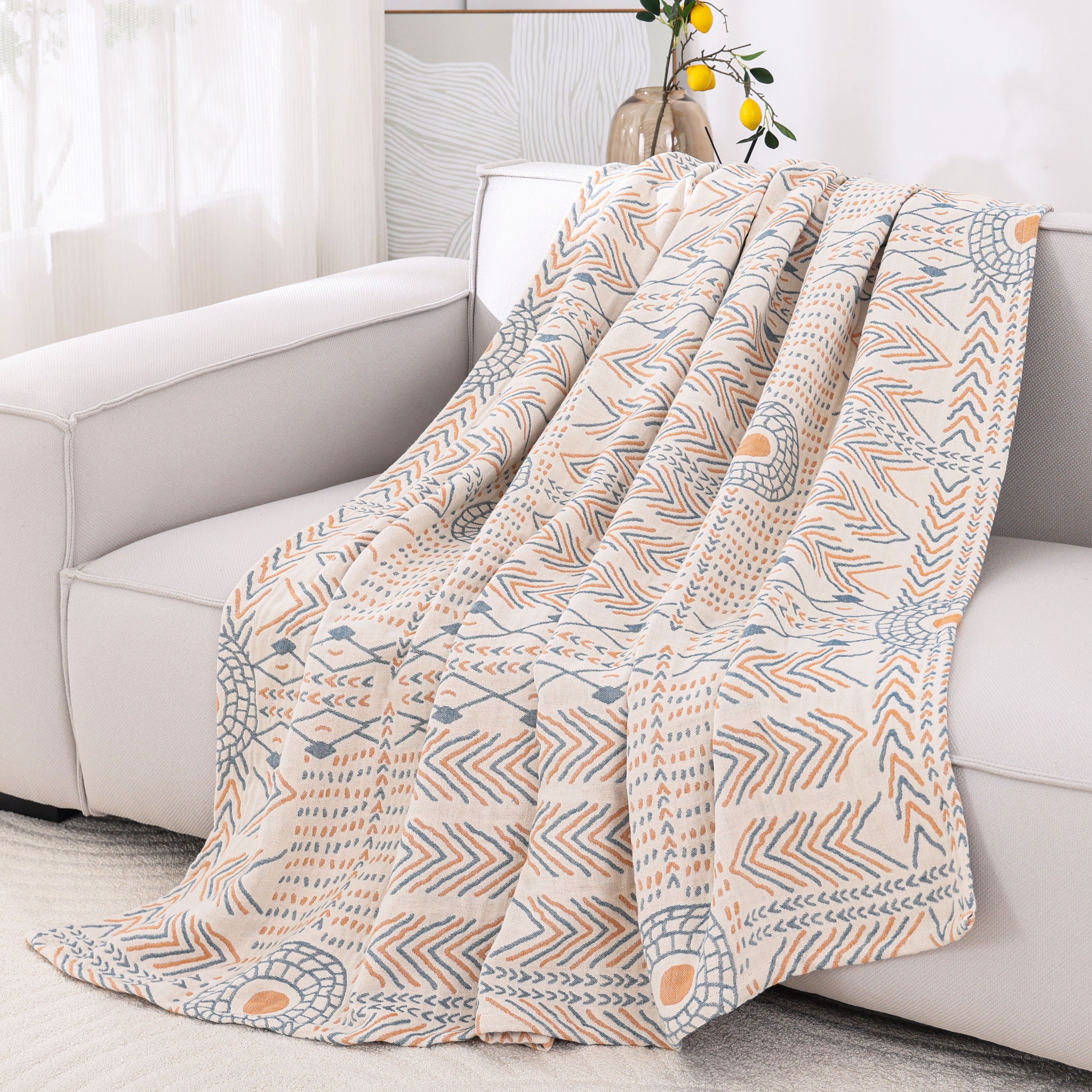 100 cotton bedspread throw blanket beige brown gray white Temu