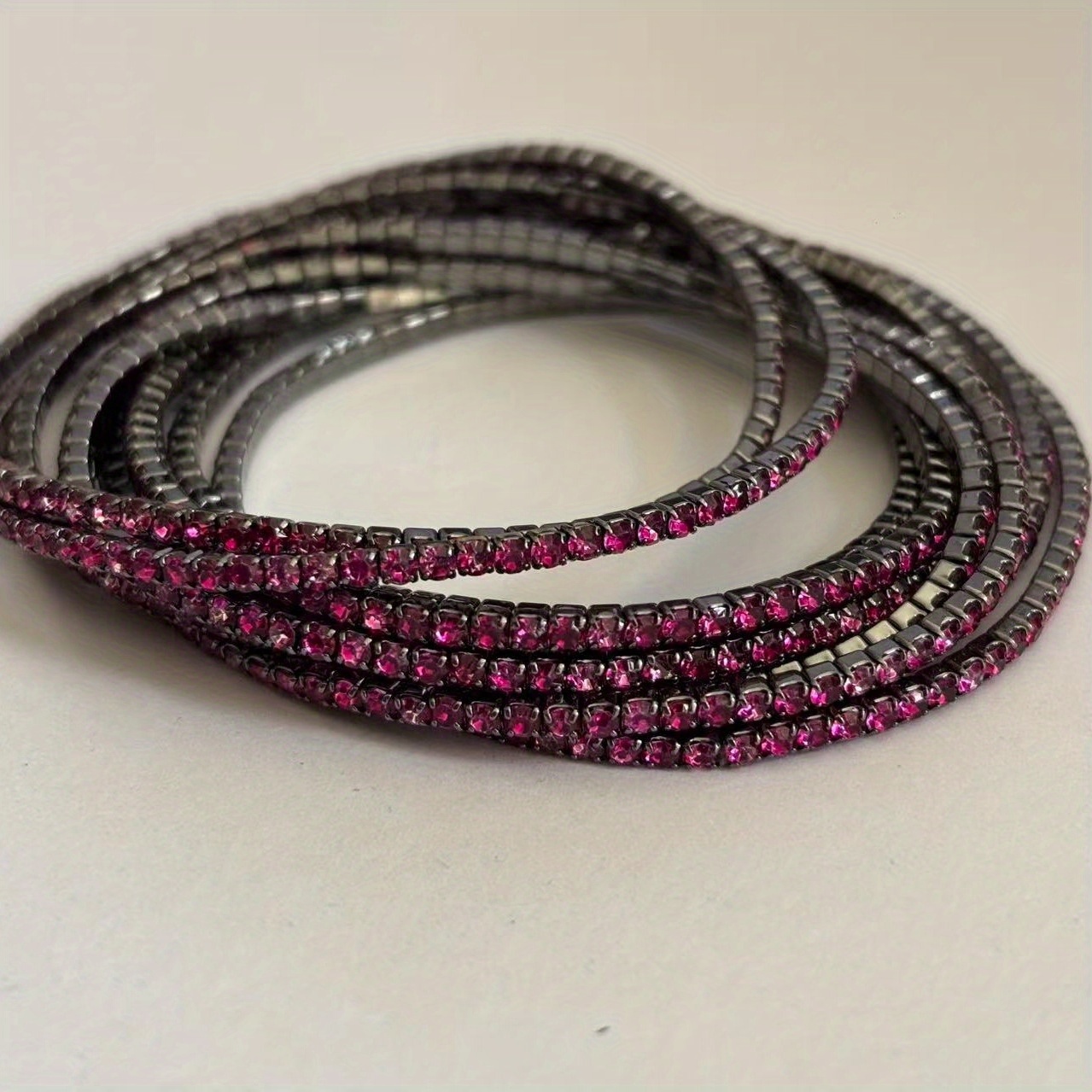 Image of 10pcs Fashion Rhinestone Women's Elastic Bracelet