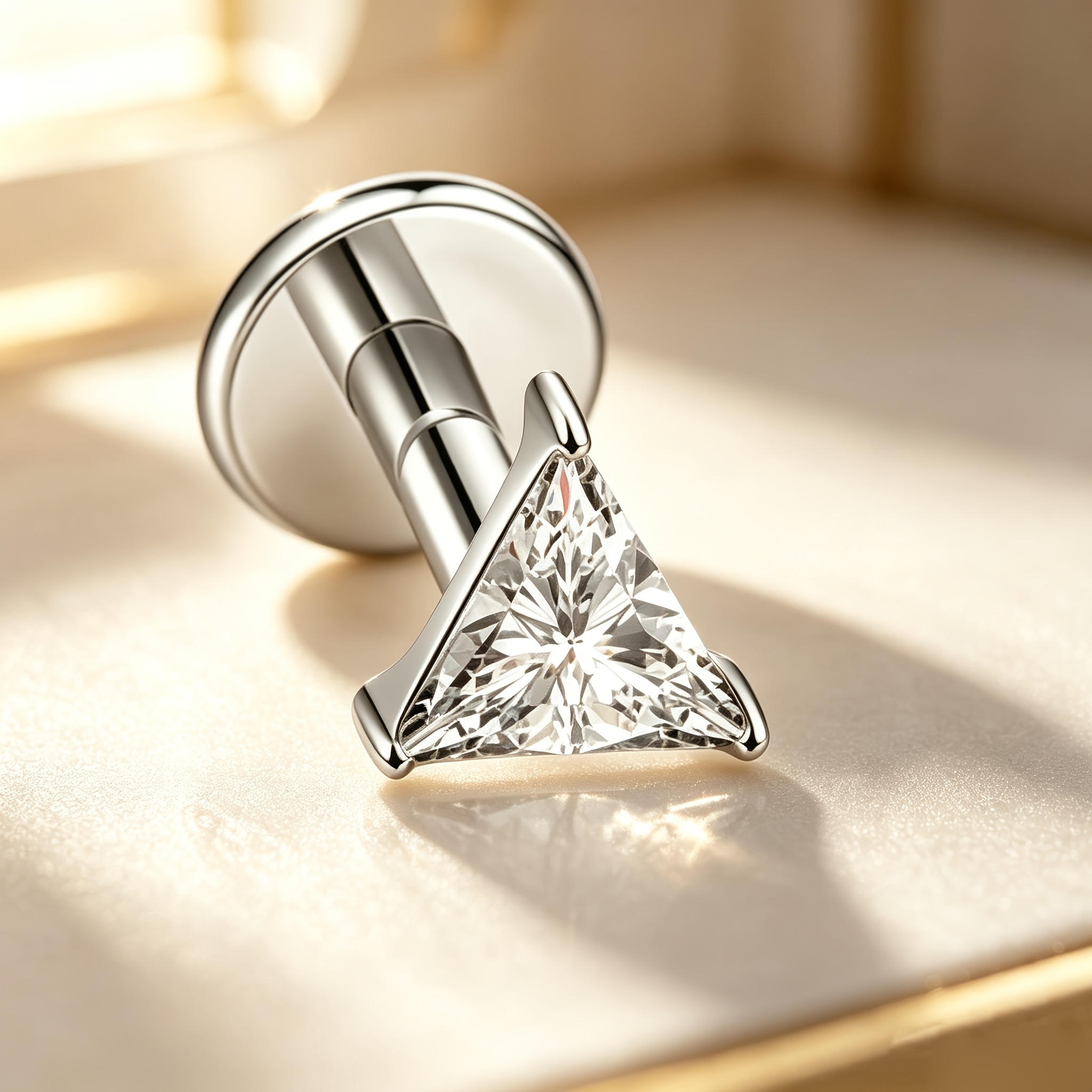 TEMU F136 Implant Grade G23 Titanium Alloy Minimalist Geometric Internal Thread Flat Bottom Piercing Jewelry Stud Earring Lip Stud 2 Colors Available