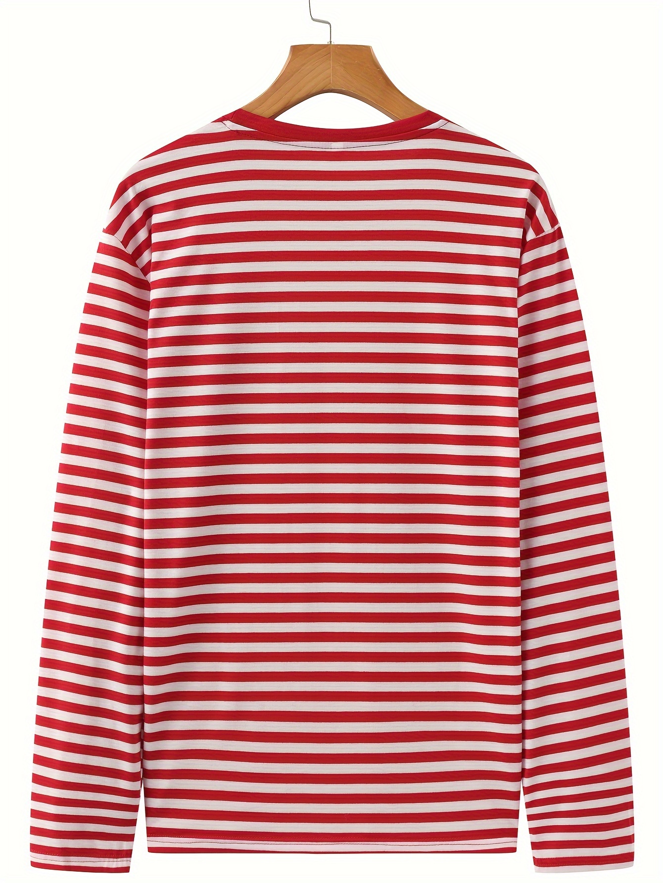 T-shirt Homme Manches Longues à Rayures – Col Rond Et Coupe Décontractée (Noir, XL) - 7