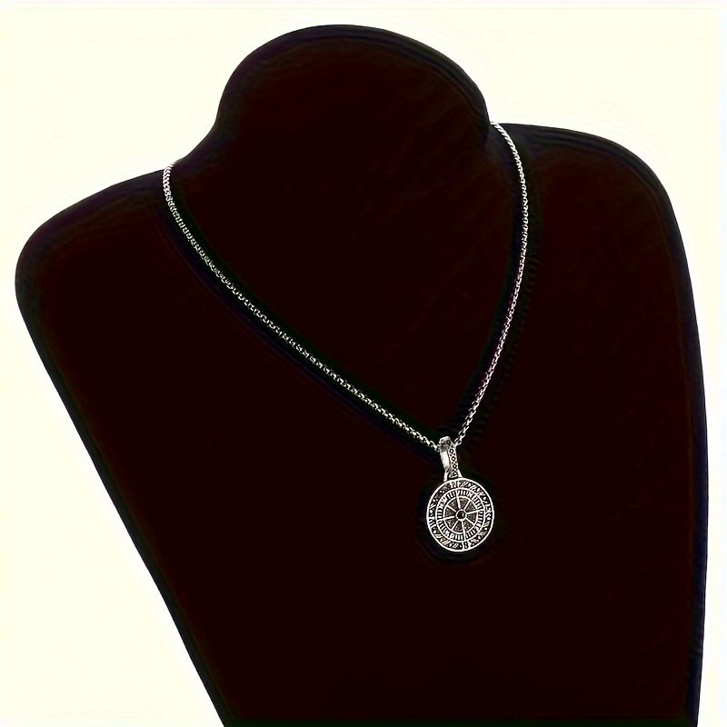 Men's Retro Compass Pendant Necklace, Trendy Accessory