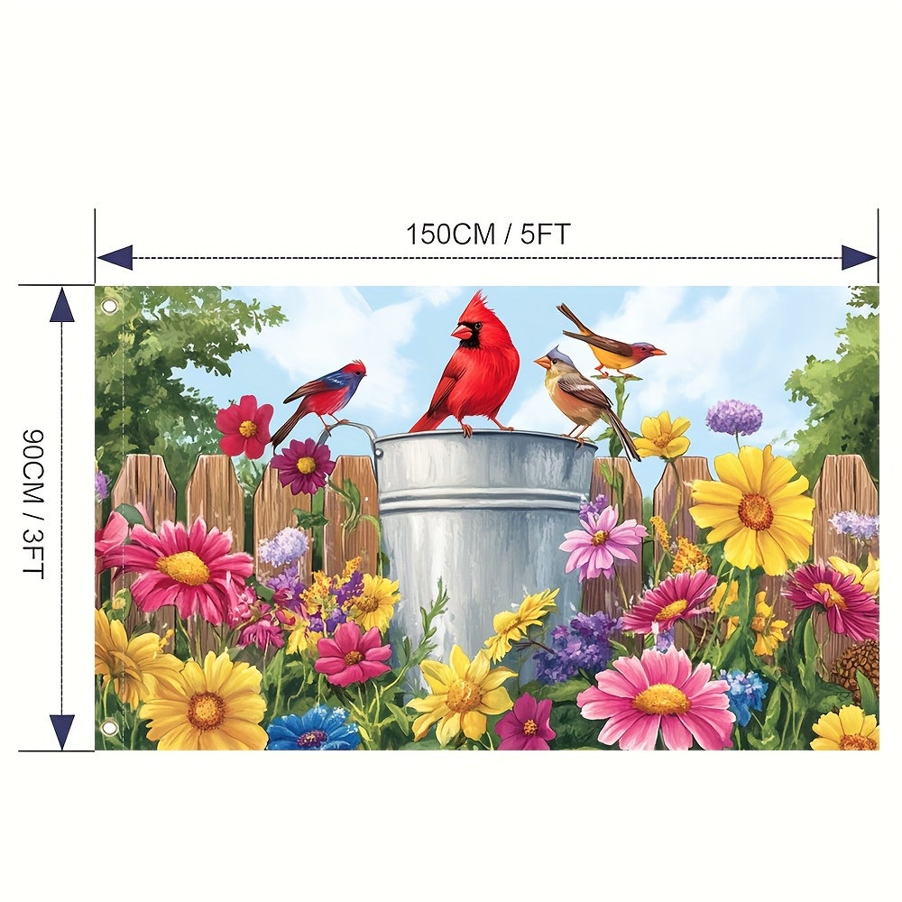 TEMU 1 pièce, Carte de Rassemblement Printanier Amusante avec Cardinal, Polyester pour Décoration Extérieure de Jardin - Propriétaires et Passionnés