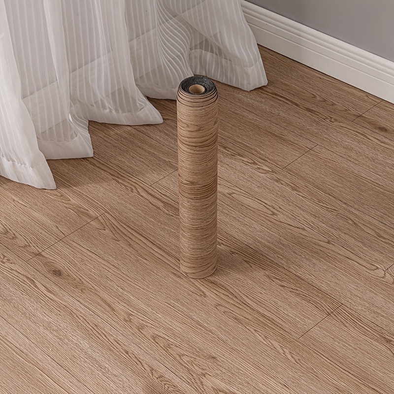 TEMU 1 Roll, 118 Inches X 15.75 Inches, Thickened 3d Textured Wallpaper, Retro Wood Grain Vinyl Floor Sticker, Self-adhesive And Removable,
