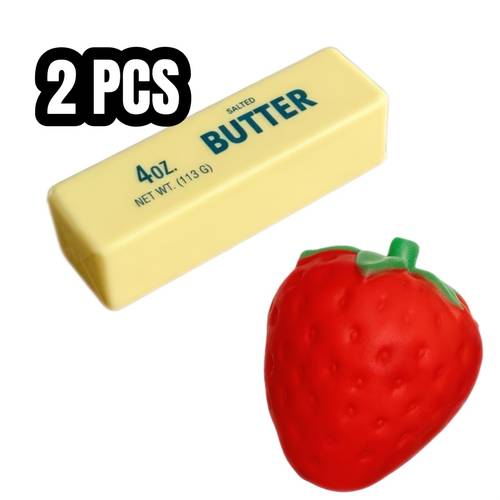 Pretend Play Simulation Food - + Banana+ Strawberry Set, Fun | Multiple Colors - Food Sensory Squeeze | Slow Rising Squeeze Toy | Perfect As A Summer Cart Decoration | Office Stress Relief Toy | Christmas Gift | Classr