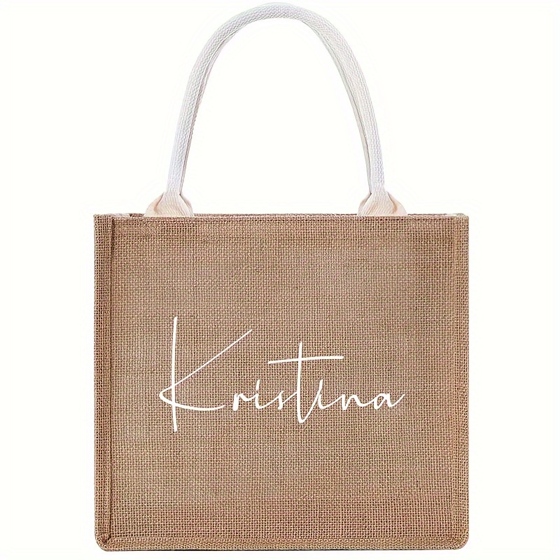 Image of Personalized Burlap Bags/ Custom Name Jute Bag/ Bachelorette Party Favors/monogram Beach Tote Bag/ Jute Bag/ Wedding/ Bridesmaid Gifts Bag