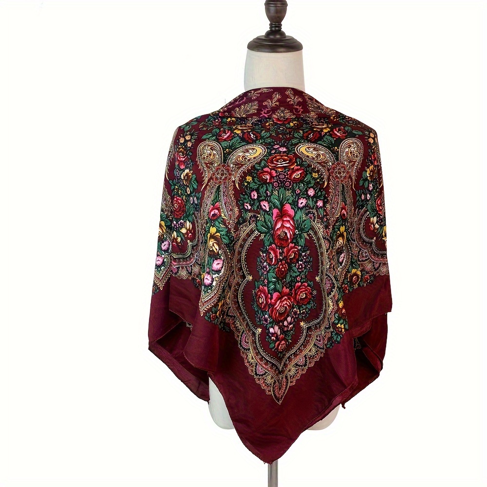 100cm X 100cm Floral Print Ethnic Scarf Style Women's Headscarf Shawl