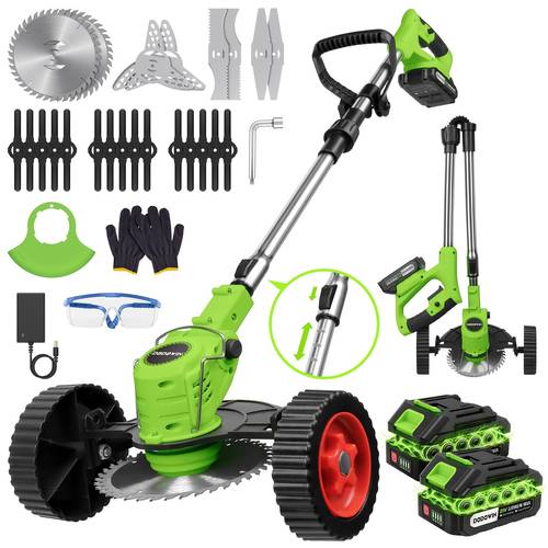 item picture cordless electric 3 in 1 lawn mower brush cutter suitable for lawn trimming grass mowing with wheels lightweight trimmer type plug for commercial