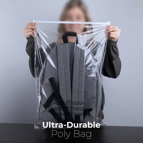 100pack 18 x24 clear plastic poly bags with suffocation warning self seal for clothing 2 mil t shirts pants resealable