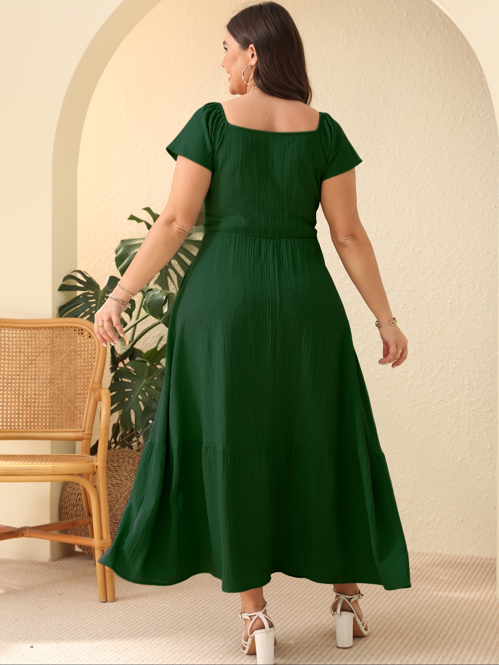 knee length dresses for ladies A-Line Trench Shirt Maxi Dress with Pockets(MA422) main image 0