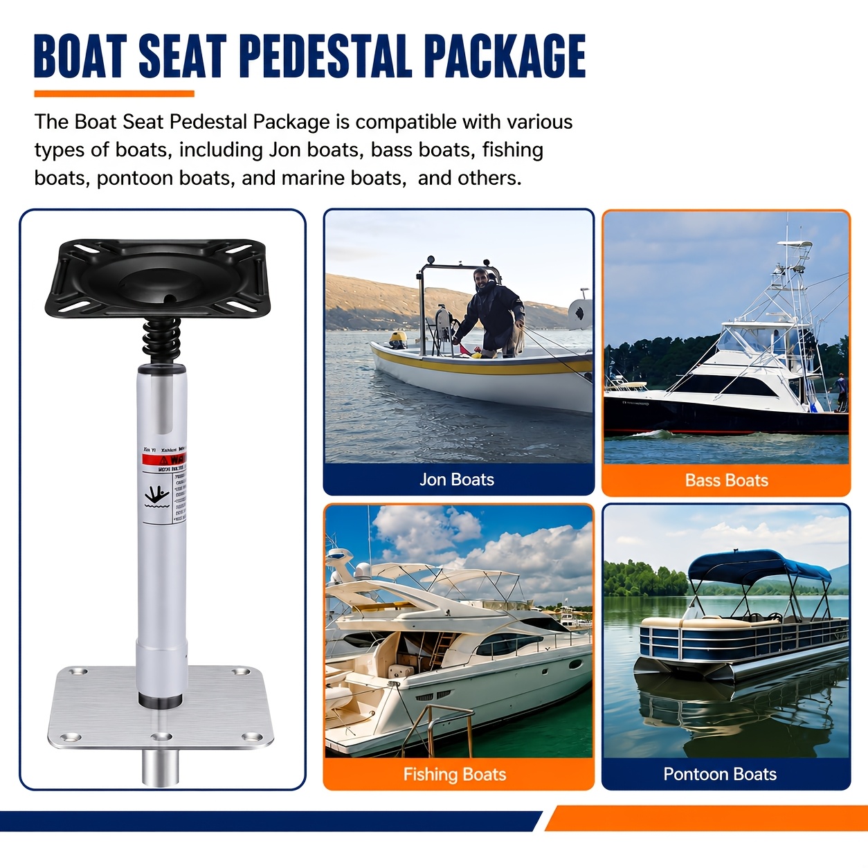 Marine Seat Base Kit with 360° Rotating Mount
