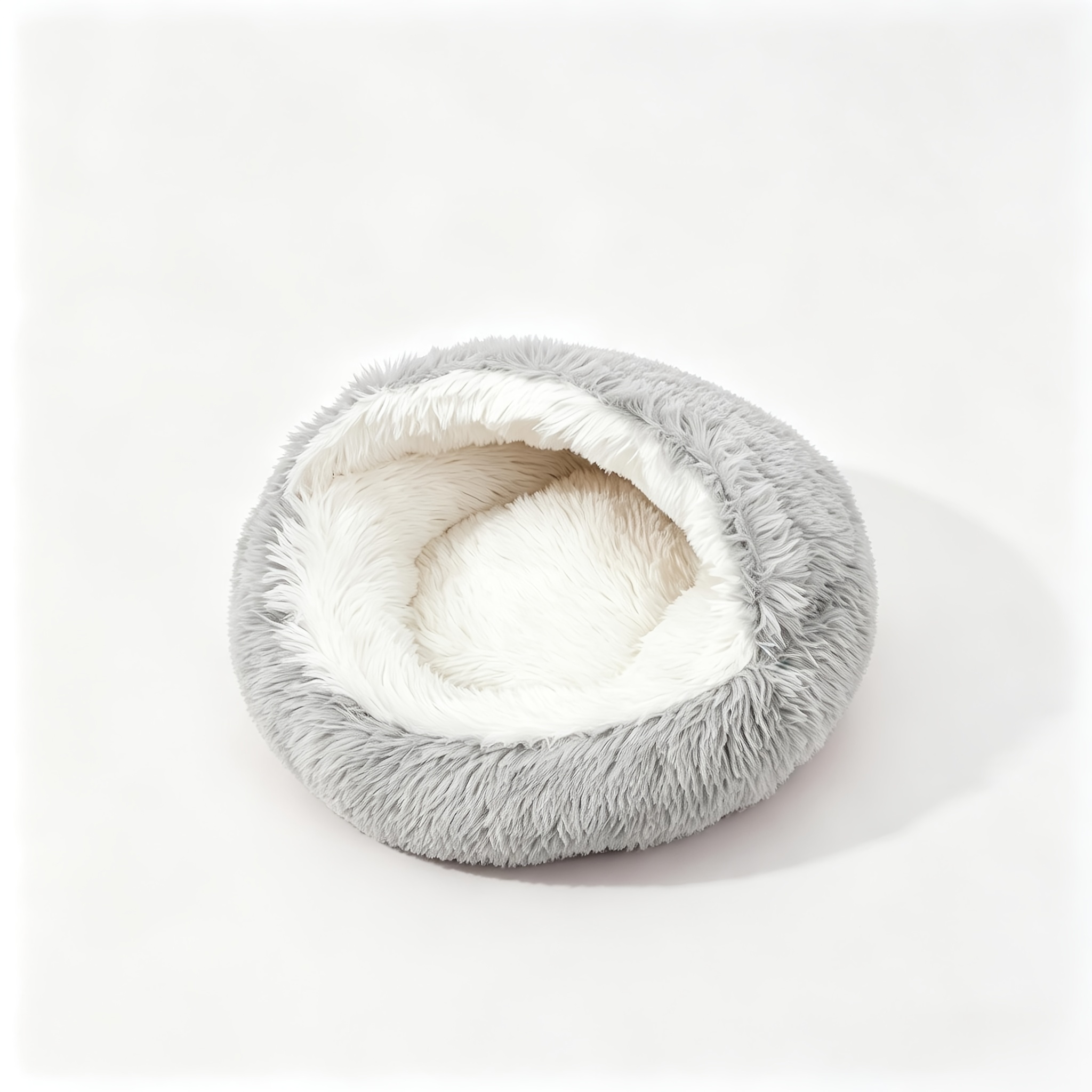 TEMU Tierhausbett Hundebett Katzenbett Ganzjahres Universal, Weiche Lange Plüsch Muschelform, Halbgeschlossenes Wickeldesign, einen sicheren und