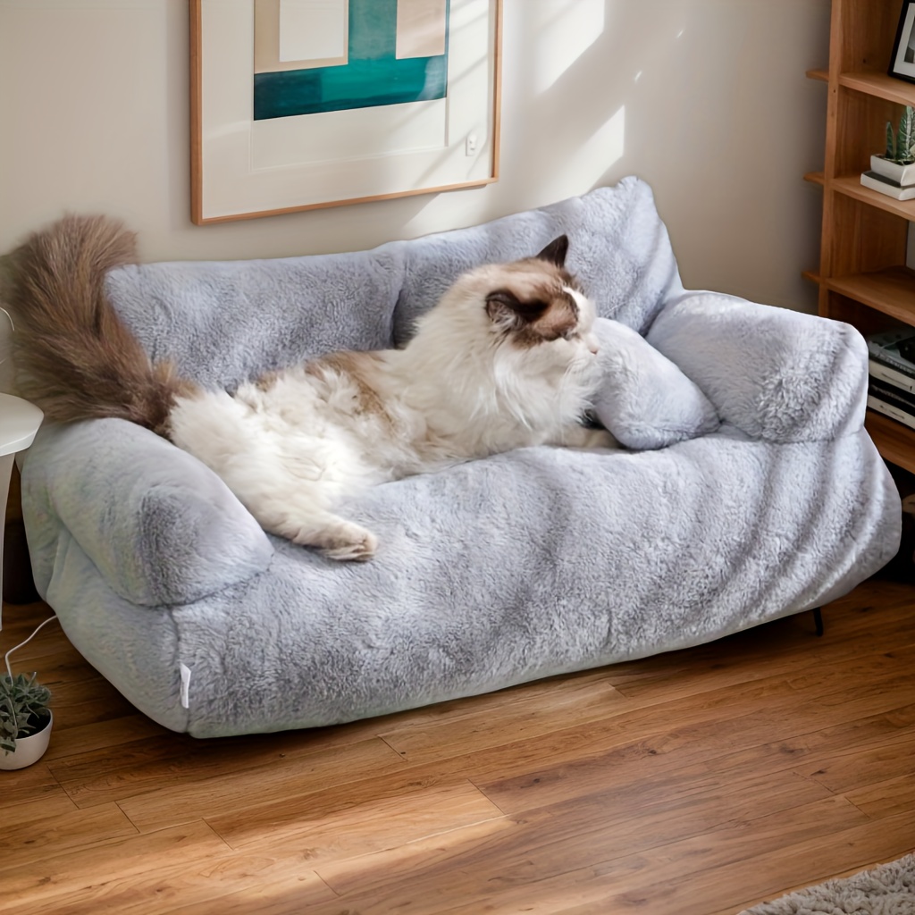 detachable   pet sofa bed for   soft polyester cover polypropylene filling 21 65x14 96x7 87 inch gray   bed cozy     room relaxation durable fabric cat lounger home pets Product details 2