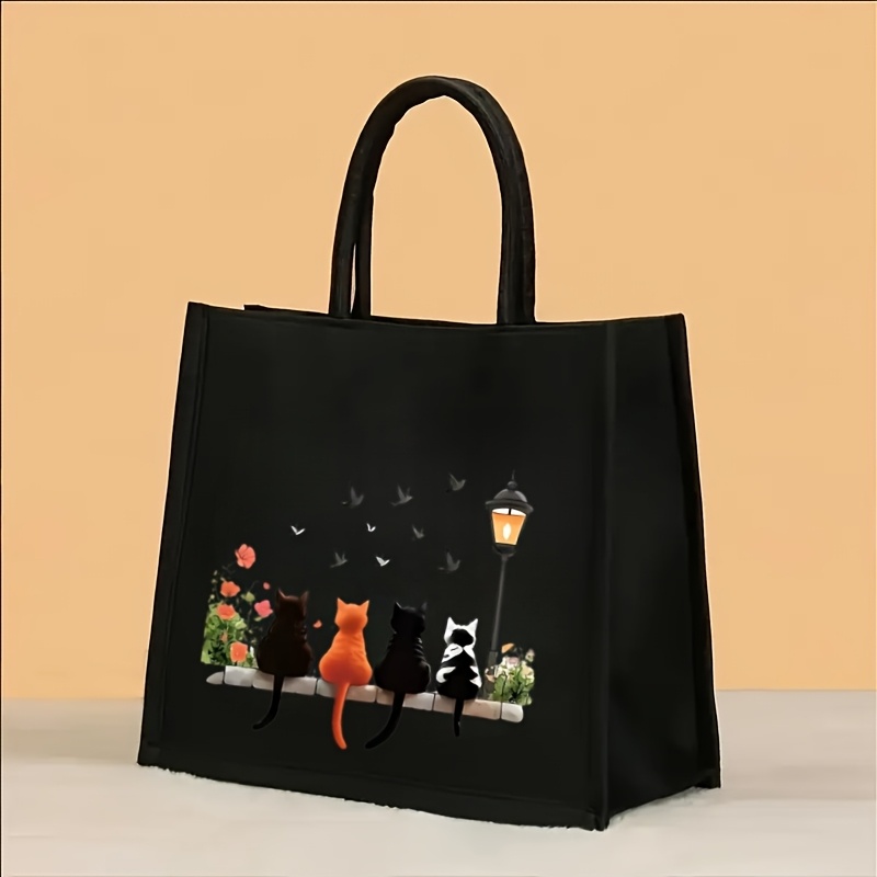 TEMU Cute Cat Print Large Capacity Tote Bag / Women's Shoulder Bag / Underarm Bag / Large Capacity Commuter Handbag / Shopping Bag / Durable And