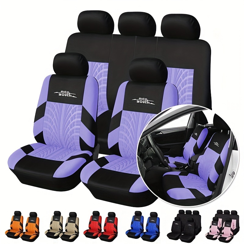 

Embroidery Car Seat Covers Set For Whole Car 5 Seats Universal Fit Most Cars Covers With Tire Track Detail