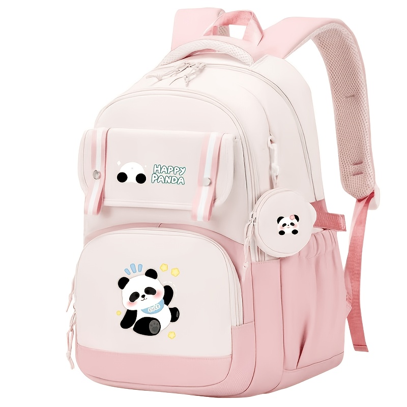 TEMU A Cute Double Shoulder Bag With Powder Blusher Panda Design. It Has Multiple Compartments And Spacious Design, Multiple Zipper Pockets, Side