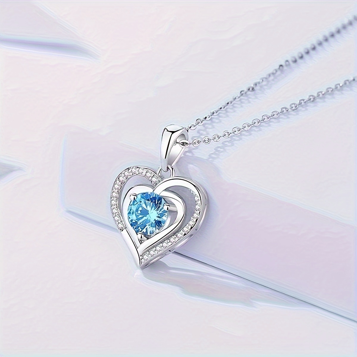 Boho Copper Heart Pendant Necklace with Zirconia Inlay