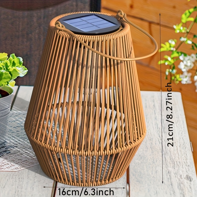 2pcs   solar lanterns outdoor hanging standing lights with 1000mah nickel battery warm   for patio garden balcony halloween decor rustic wicker design polished   solar hanging lantern patio   ambient lighting