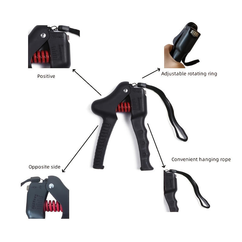 adjustable r shape grip strengthener with extended handle durable pp material black hand exerciser for muscle building and finger   ideal for fitness enthusiasts Product details 0