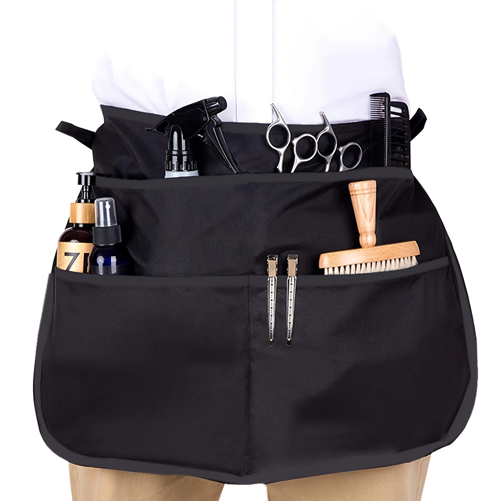 Adjustable Waistband Apron with Multiple Pockets - Half Wrap Design, Durable Polyester for Gardening, Haircutting, Cooking & Crafting - Multi-Purpose Kitchen & Workshop Apron
