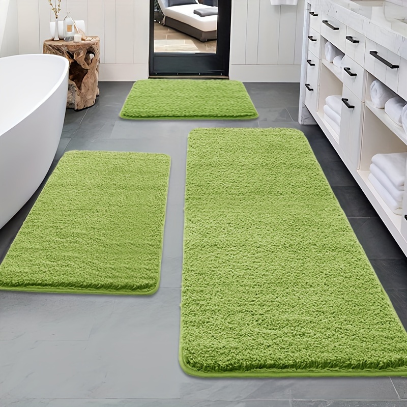 3pcs Long Plush Fluffy Super Absorbent Bath Mats, Non-slip Floor Mats, Comfortable Premium Bath Rugs, Bathtub, Shower, Bathroom Additions, Bathroom Decor, Home Decor Floor Mat