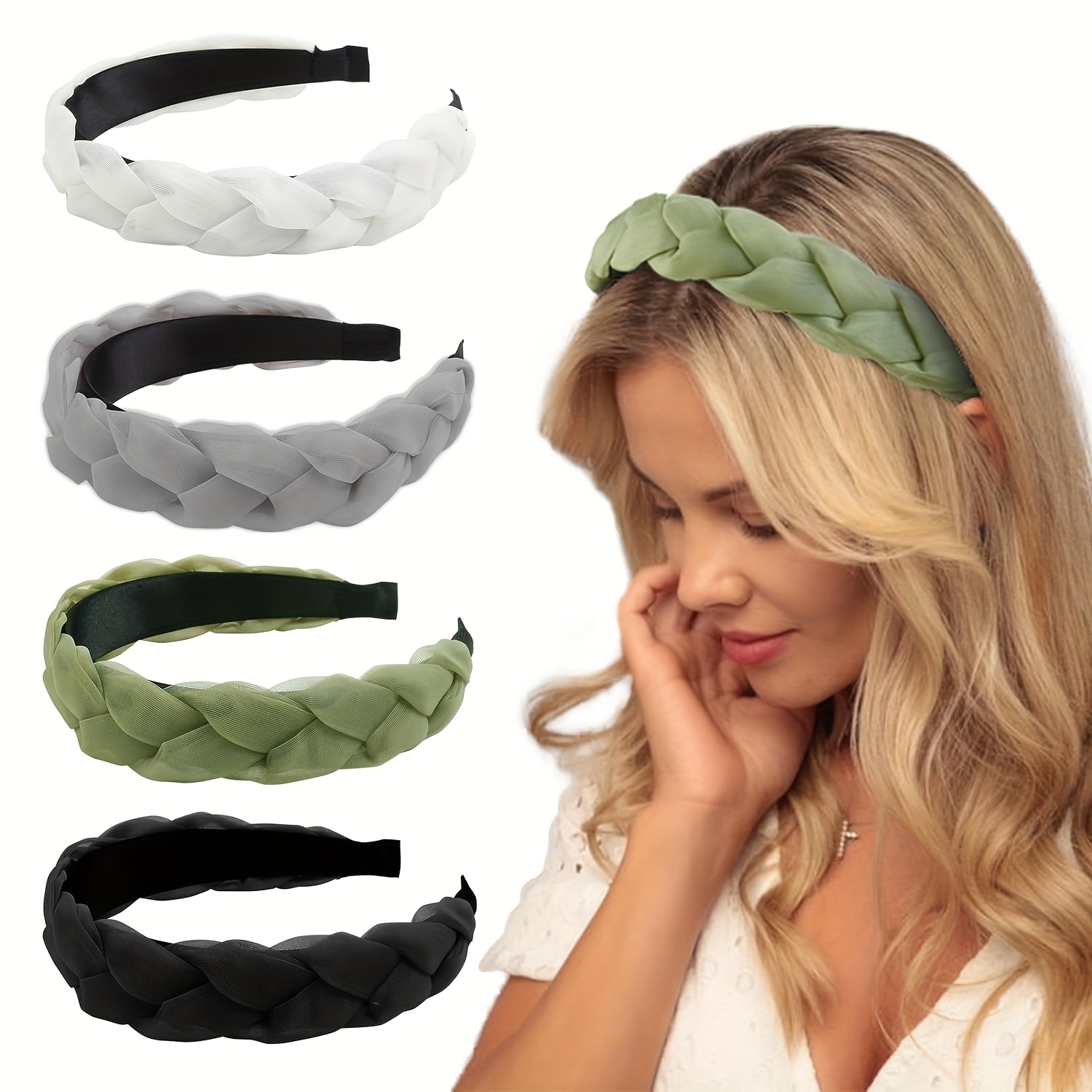Boland Stirnband Mit Haaren – Gelb, Mit Langem Braunen Zopf, Für Fasching & Kostümpartys
