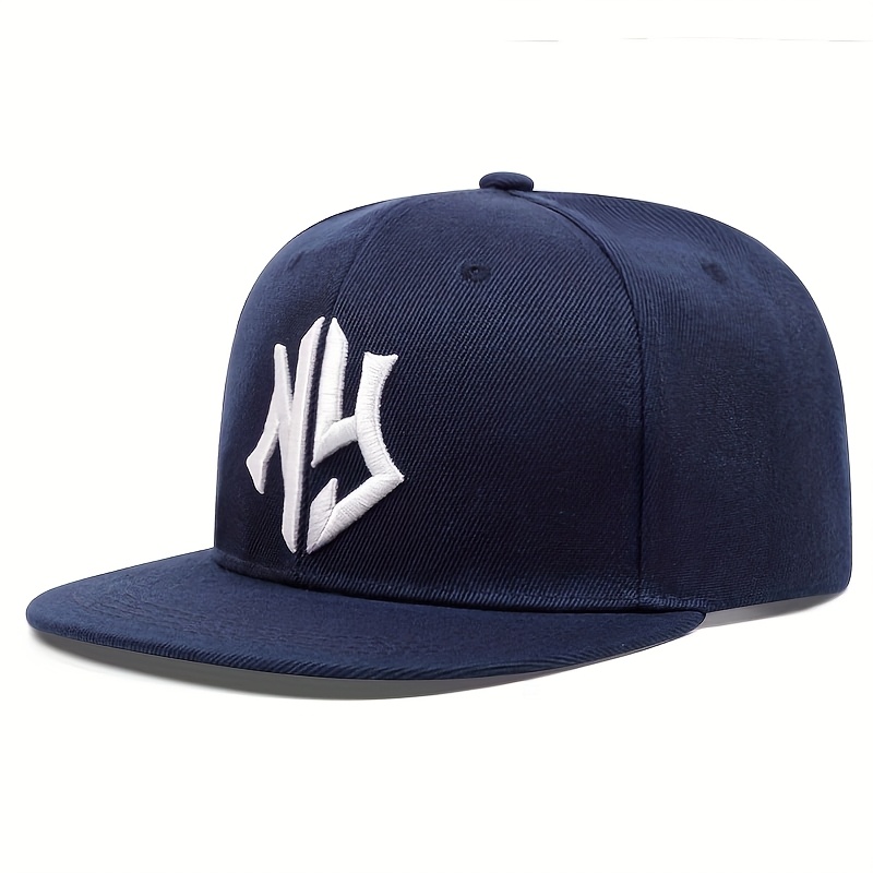 Classic Flat Brim Hat Baseball Cap, Stylish Letter Ny Pattern Casual Truck Driver Hat, Adjustable Hat For Casual Outdoor Sports
