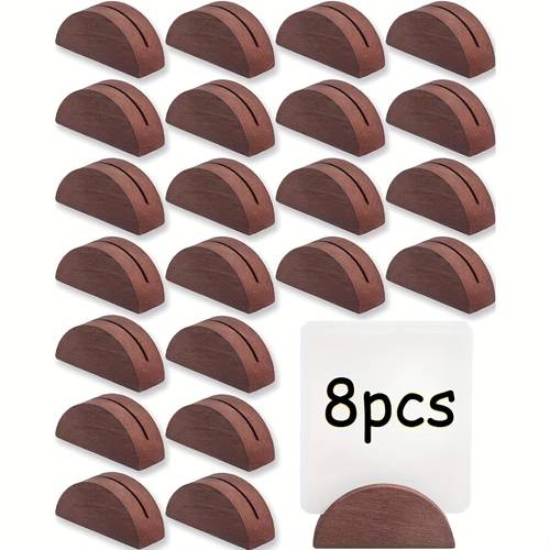 8pcs wooden semi circle base wedding seat card holder restaurant menu and photo stand