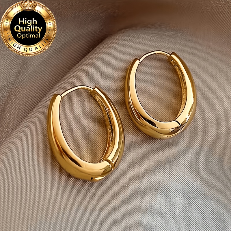 TEMU A Pair Of Ins-style Minimalist Round Wide-face Hoop Earrings, European And American Geometric Small Earrings