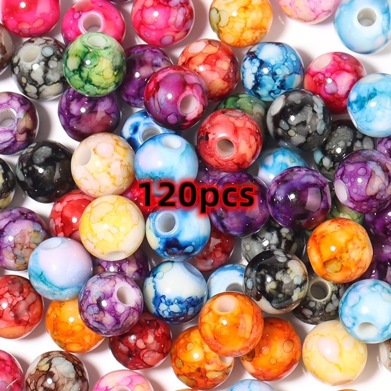 Image of 120/60pcs 8mm Cracked Acrylic Loose Spacer Beads For Jewelry Making Handmade Diy Beaded Bracelet Earrings Craft Supplies