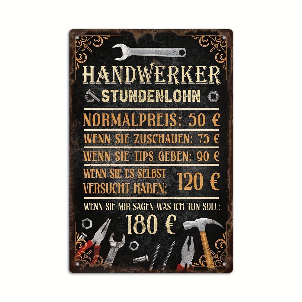 Image of Putuo Decor 1pc German Vintage Metal Sign, Rate Regular : €50 When You Watch: €75, Wall Art Decor For Home Farmhouse Tool Room Man Cave Garage, Gift