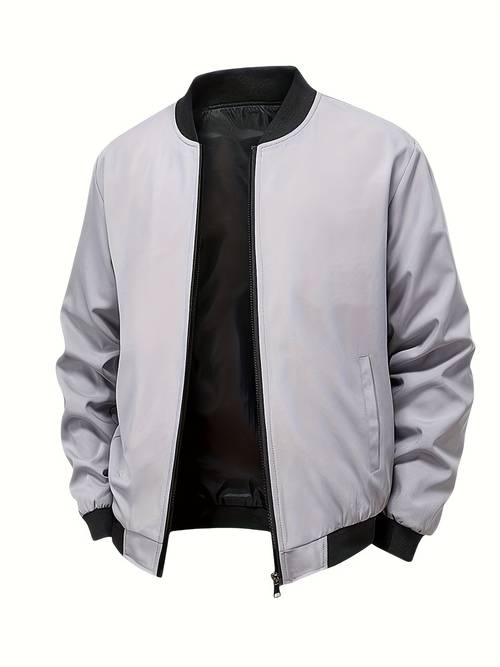 jacket na -baseball para sa kalalakihan para sa tagsibol, taglagas, at taglamig, kaswal na flight jacket na may kolar, maraming na zip-up na -outdoor