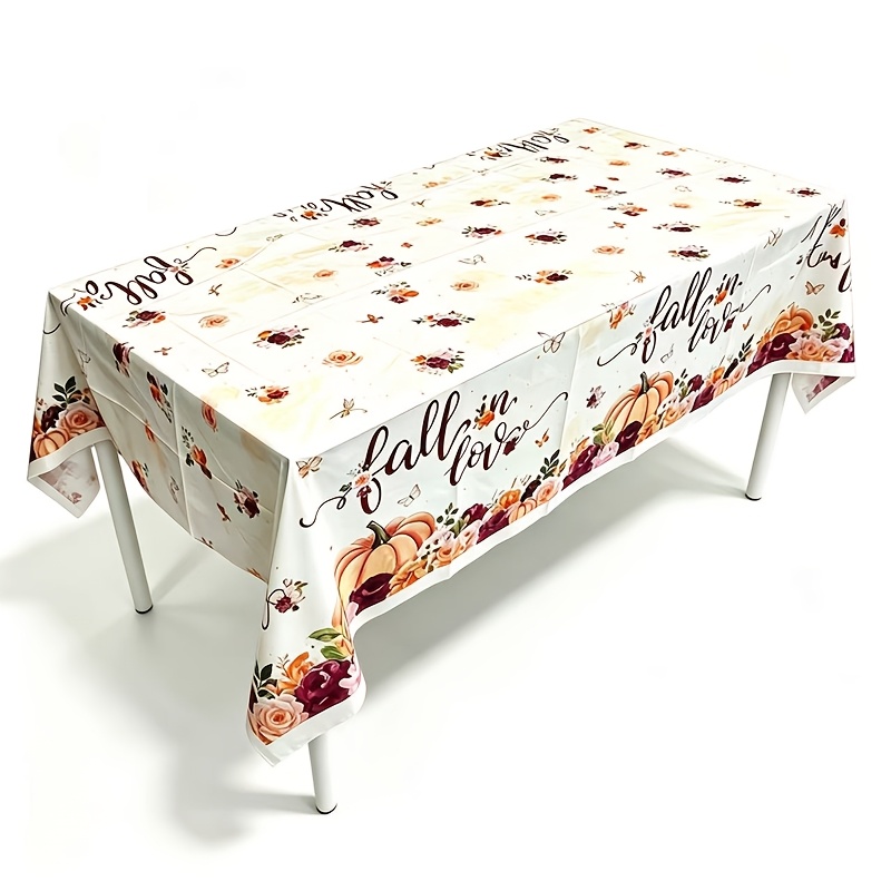 Fall Party Tablecloths 3pcs Pumpkin Rose Floral