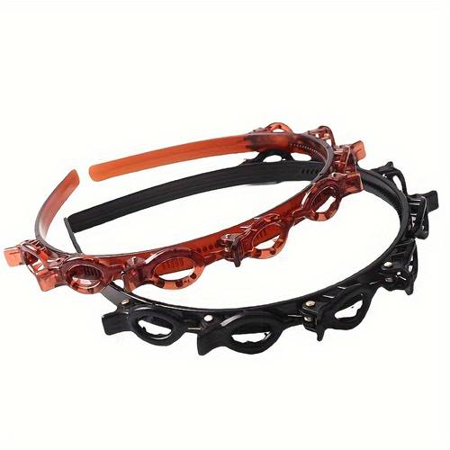 1pc black 2pcs black red 2pcs black woven double layer headband bangs clip fixed artifact multi layer hollow braided headband styling hairpin hair clip headwear hair card