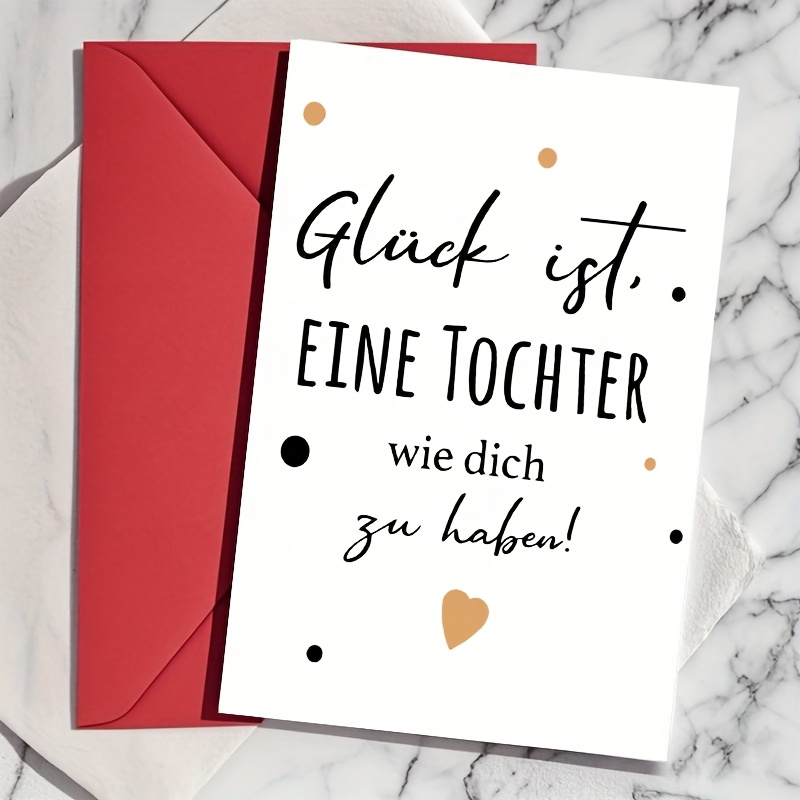 Image of 1pc German-inspired Birthday Card With Golden & Black Heart Accents - Keepsake For Birthdays, Graduations & Special Moments | Card For Daughters, Daughter Gifts