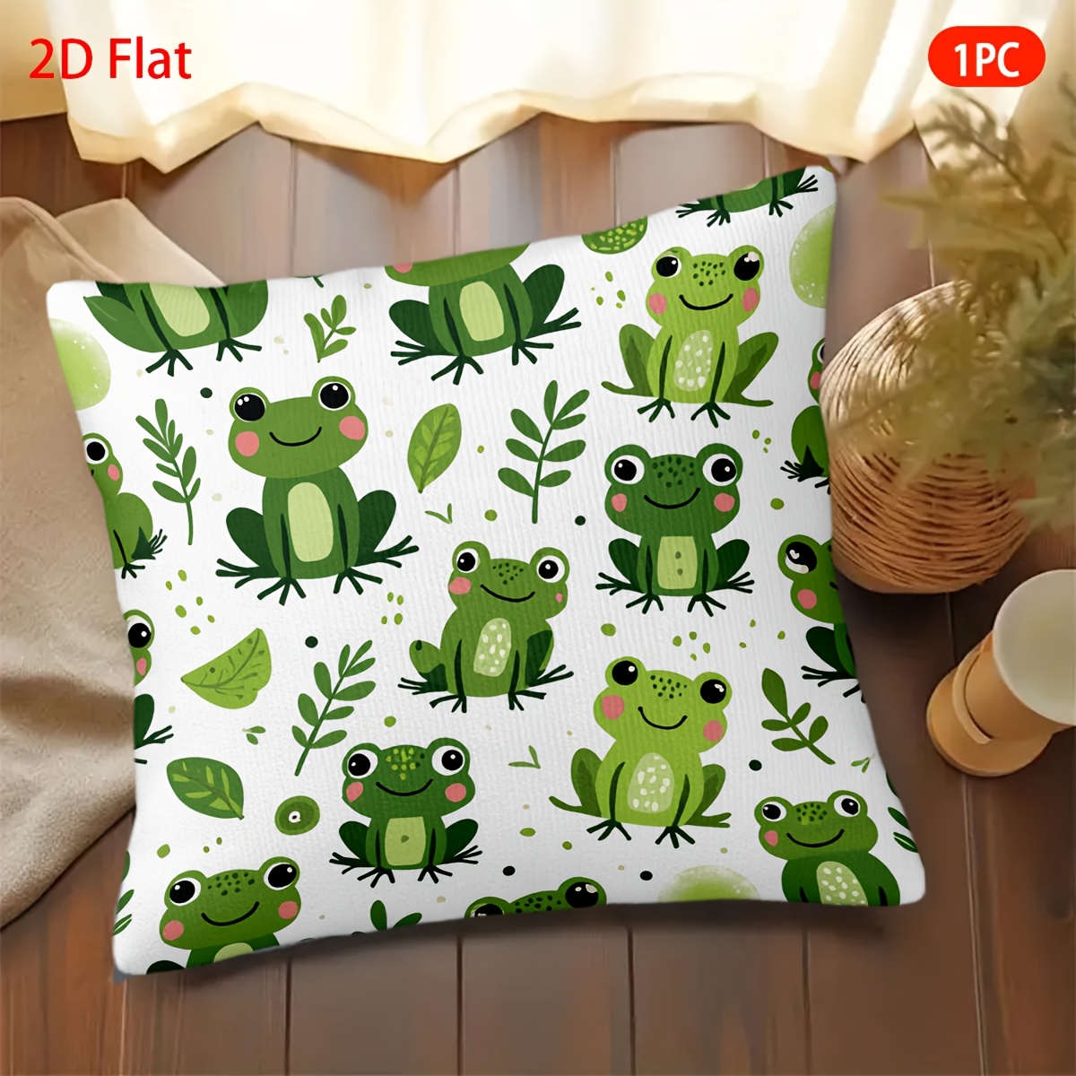 TEMU 2d Flat, 1pc, Throw Pillow Covers, Cartoon Pattern, Short Plush Pillowcase Design, Suitable For Holiday Gifts For , Parties, (without Pillow