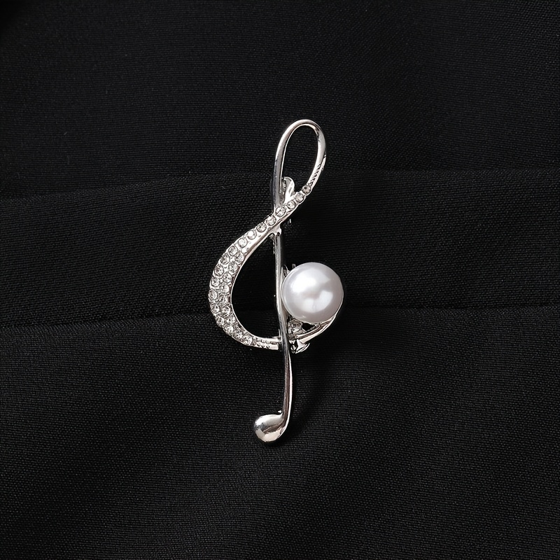 TEMU Alfiler de solapa multifuncional con nota musical de pedrería, broche para traje, regalo de Navidad