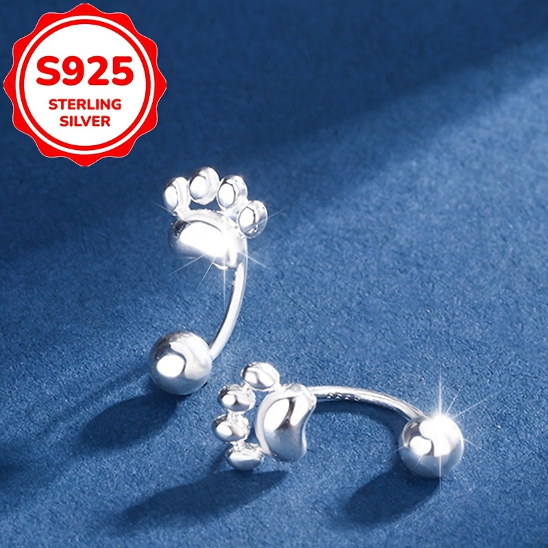 TEMU 2pcs Women's Fashion Stud Earrings, Threaded Kitten Paw Stud Earrings For Women, Niche Design With A High-end And , Cute And Petite Cartilage