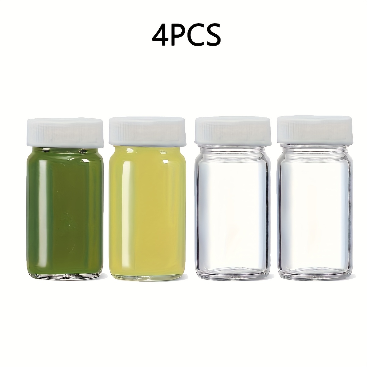 TEMU 6/4pack, 2 Oz Glass Shot Bottles Black Lids- Small Jar Travel Essentials Mini Bottles Suitable For Ginger, Wellness Shot, Juice, Sample, Whiskey