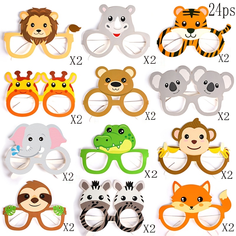 TEMU Lunettes de décoration d'équipe sur le thème des animaux de , accessoires photo d'anniversaire pour équipe, lunettes de décoration festive pour