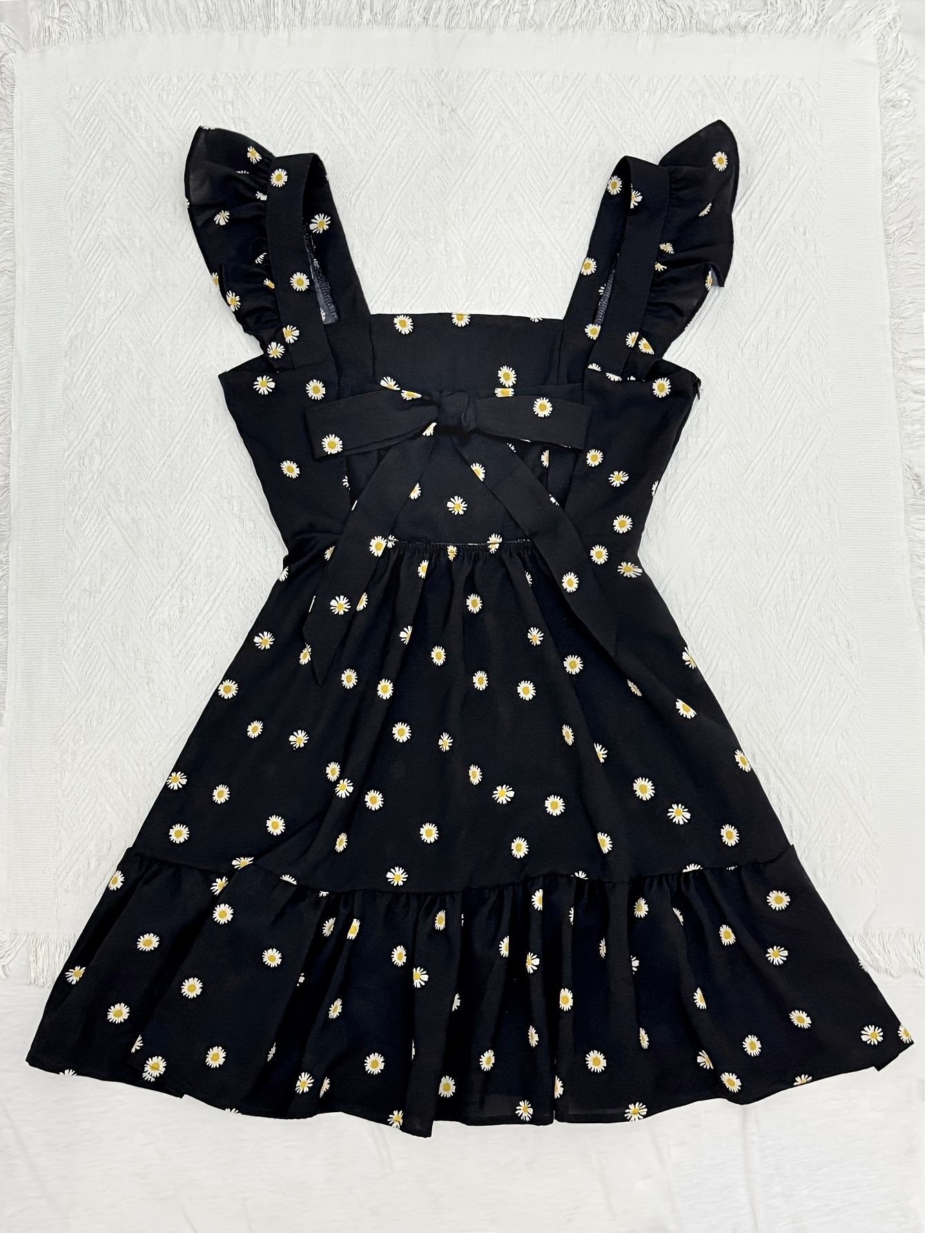 womens navy blue yellow floral print backless dress square - Temu Mauritius