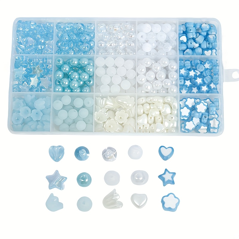 TEMU Un ensemble de perles acryliques à 15 compartiments avec diverses (cœur, , fleur de prunier, carillon éolien, fleur) pour la fabrication de