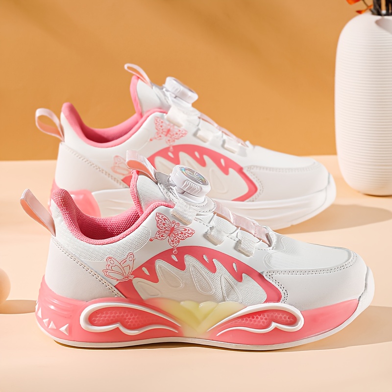 girls waterproof   sneakers with rotating   closure -   &  ,   & white low-top sneakers, lightweight cushioned eva sole for running, school, casual attire -     ( upper) - ideal for dance, gym, casual outfits - girls sports shoes Product details 0