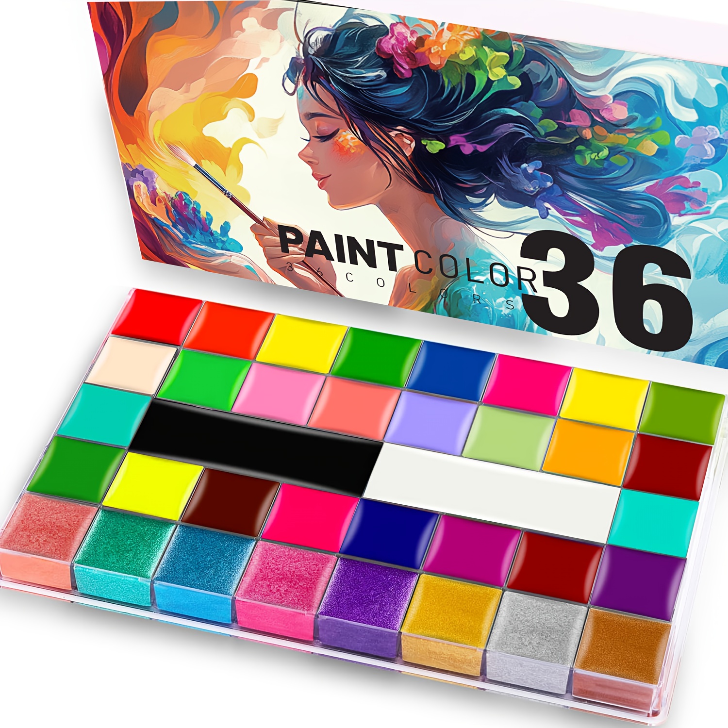 Image of Face And Body Paint Set - Athena Painting Palette, Large Deep Pan With High Capacity, Suitable For Halloween Cosplay Parties, Art, Stage Makeup, Etc.