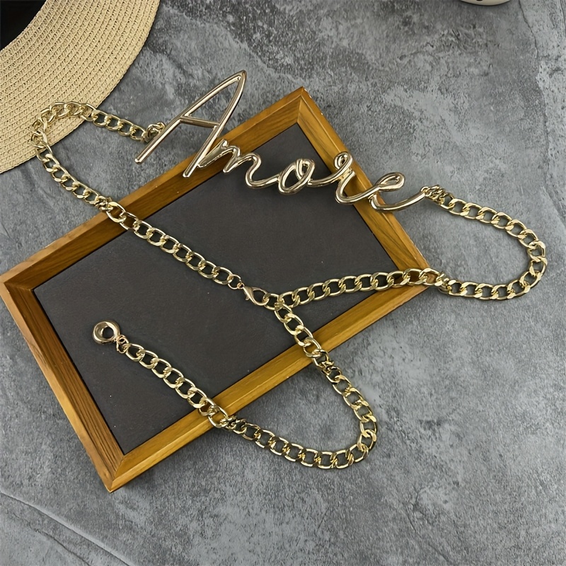 womens adjustable golden amore letter belt chain strap 