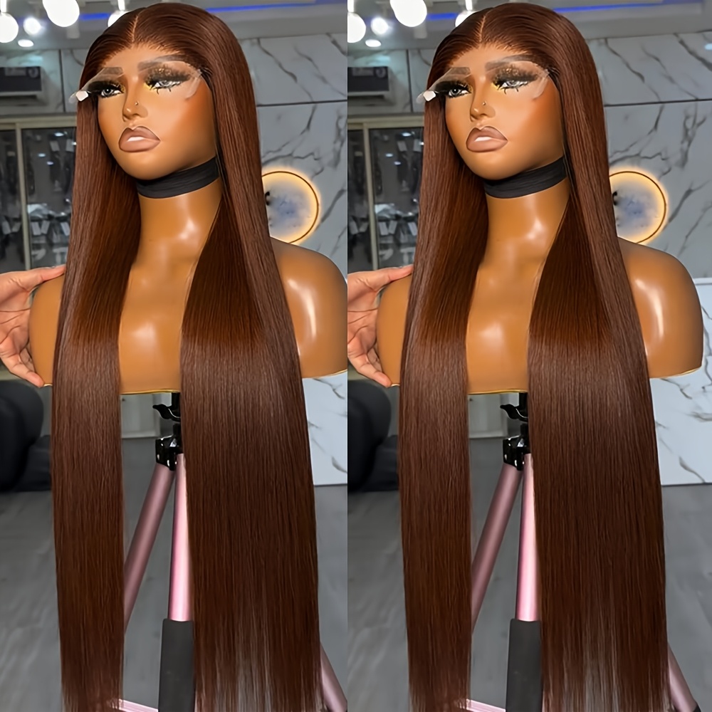 TEMU 13*6 Straight Lace Front Wigs For Women Hd Lace Front Wig Brown Straight Lace Wig Glueless Lace Frontal Wigs For Christmas Gift