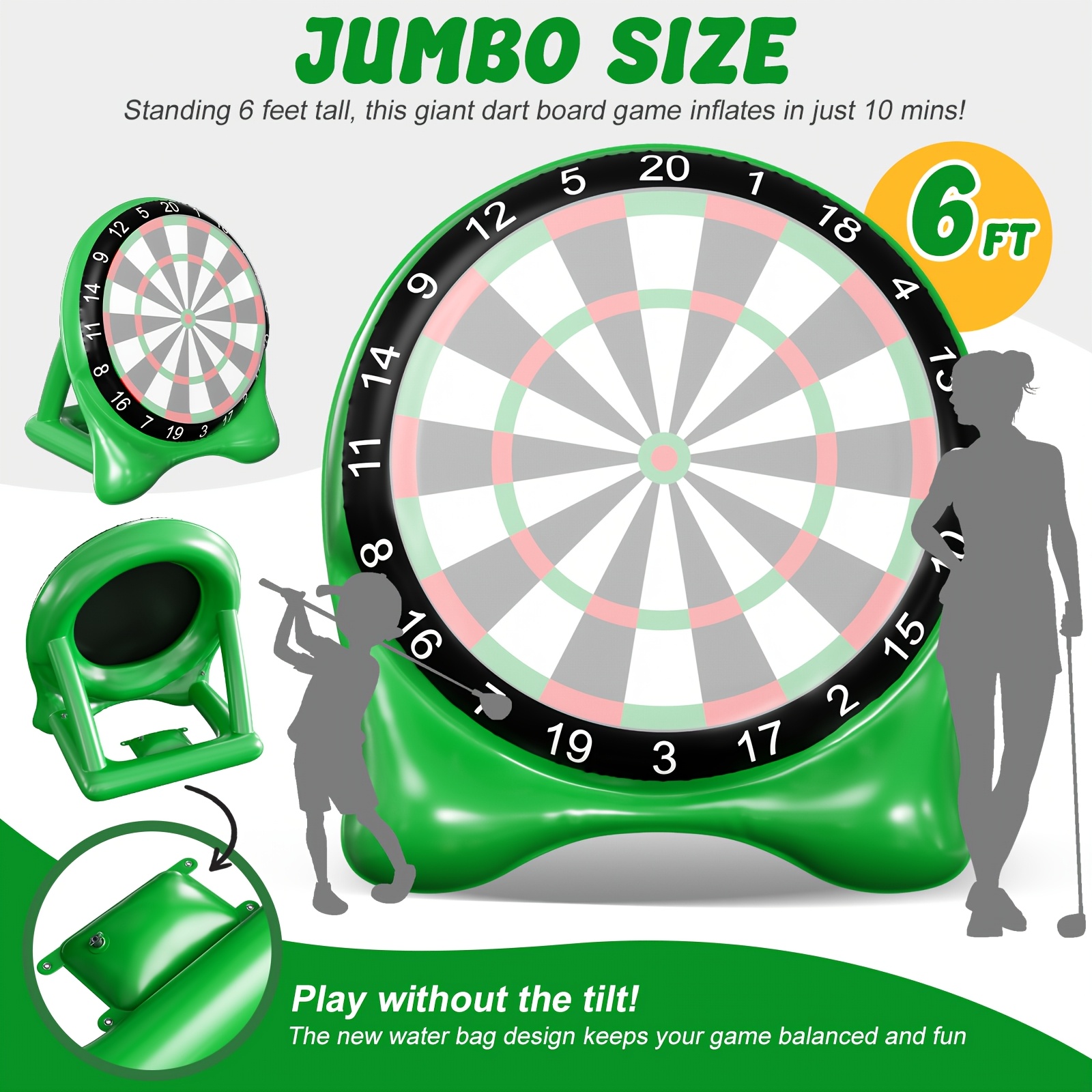 Inflatable Soccer Dart Board, Giant Kick Darts, Indoor Outdoor Lawn Yard Games for Kids Adults Family, Big Jumbo Carnival Games for Party | 6ft Dart Boards with Pump